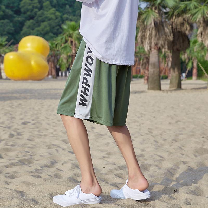 2021 new summer shorts men's trendy brand five-point pants Korean version loose basketball sports pants ice silk thin beach pants