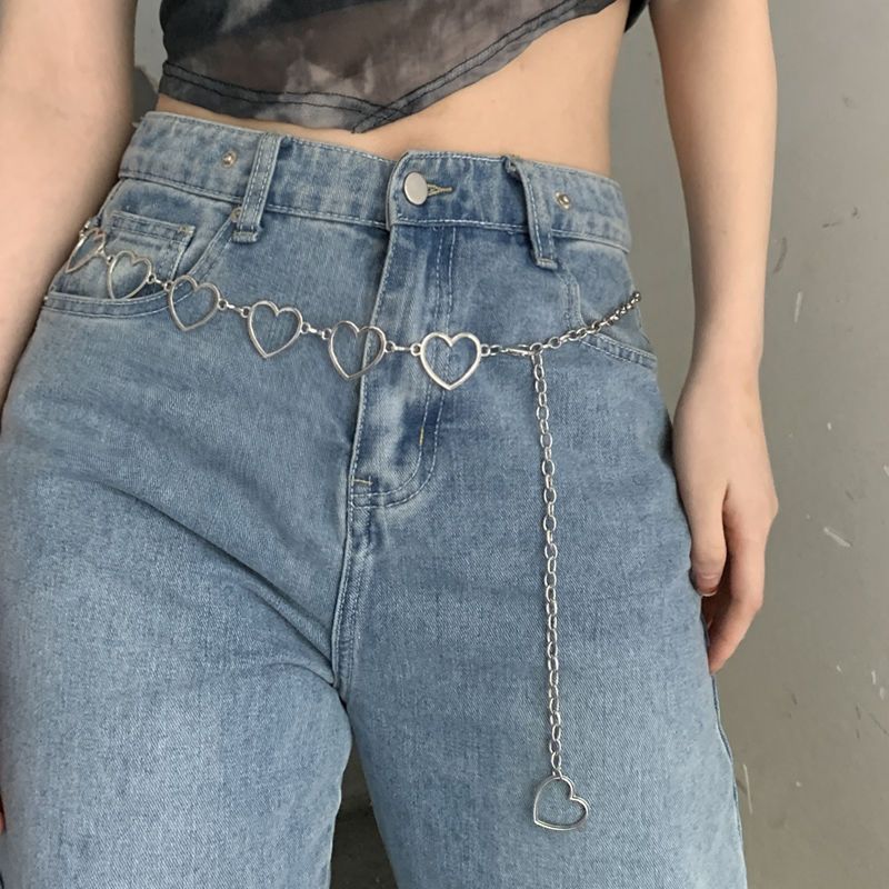Love waist chain versatile belt women's decorative dress waist with jk plaid skirt belt jeans chain summer