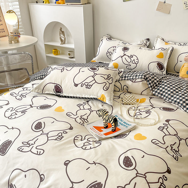 Princess style cute cartoon girl bedding four-piece set girl heart bed sheet quilt cover student dormitory three-piece set