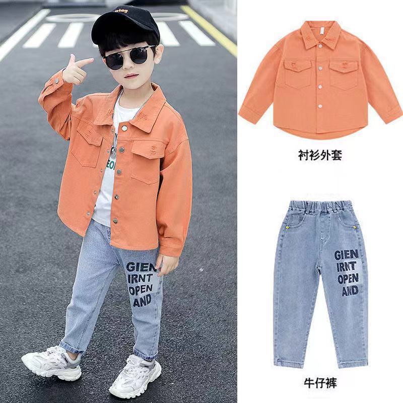 Boys' denim three-piece suit 2022 spring and autumn new children's boys' foreign style Korean style tooling suit trendy