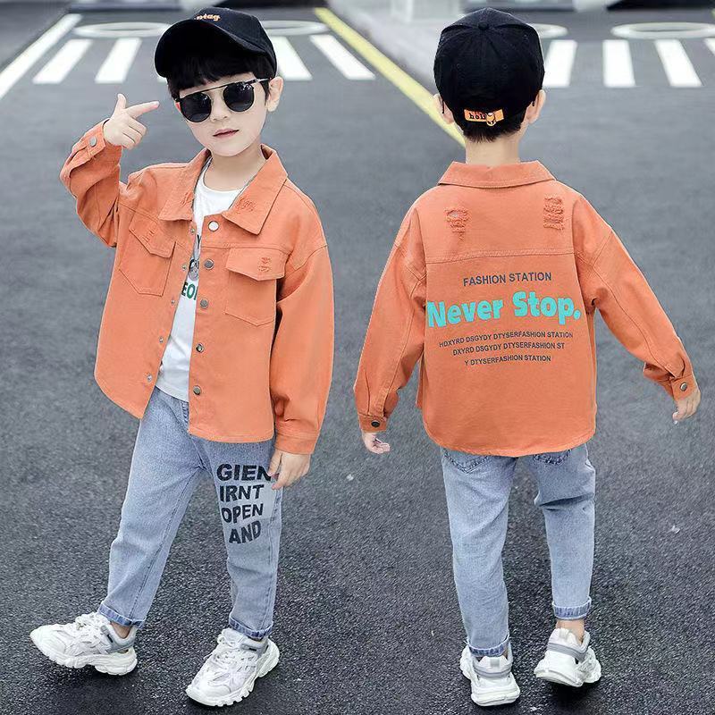 Boys' denim three-piece suit 2022 spring and autumn new children's boys' foreign style Korean style tooling suit trendy