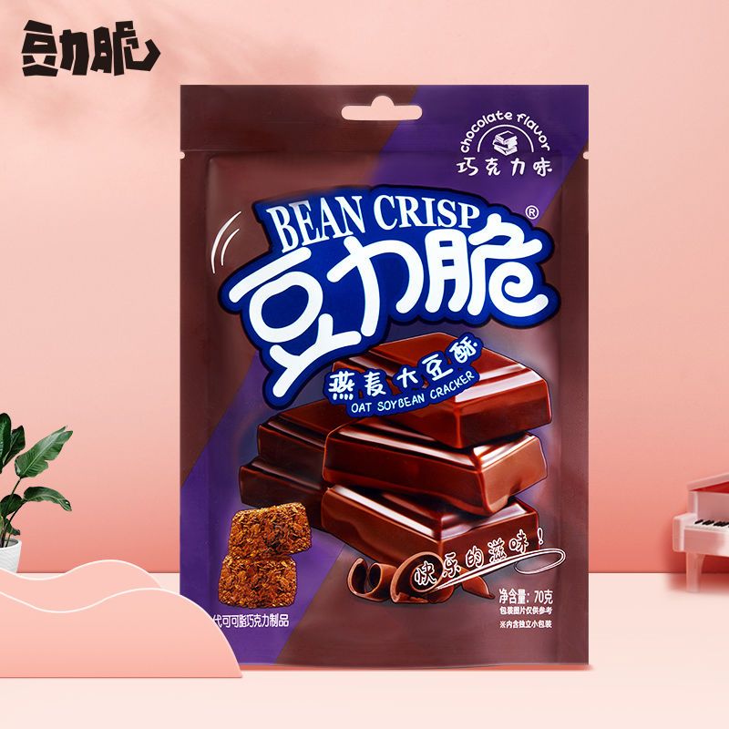 37706-豆力脆燕麦雪花酥70g*6包抹茶草莓巧克力味网红零食小吃糕点-详情图