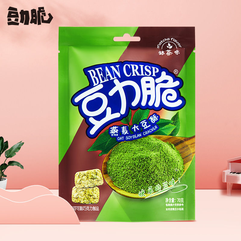 37706-豆力脆燕麦雪花酥70g*6包抹茶草莓巧克力味网红零食小吃糕点-详情图