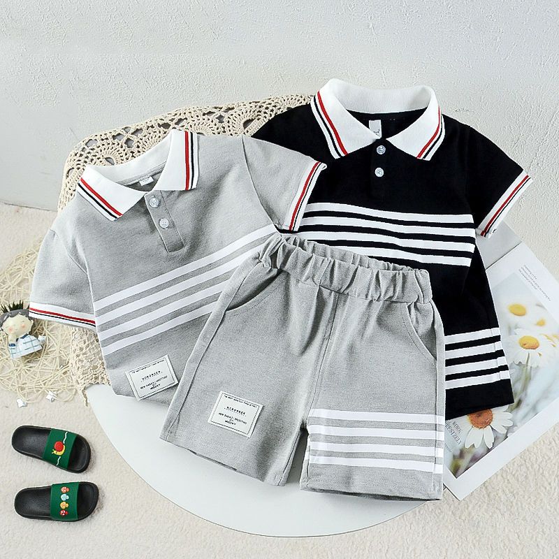 男宝宝夏装套装婴儿衣服洋气1-3岁小男童夏季短袖POLO衫两件套潮