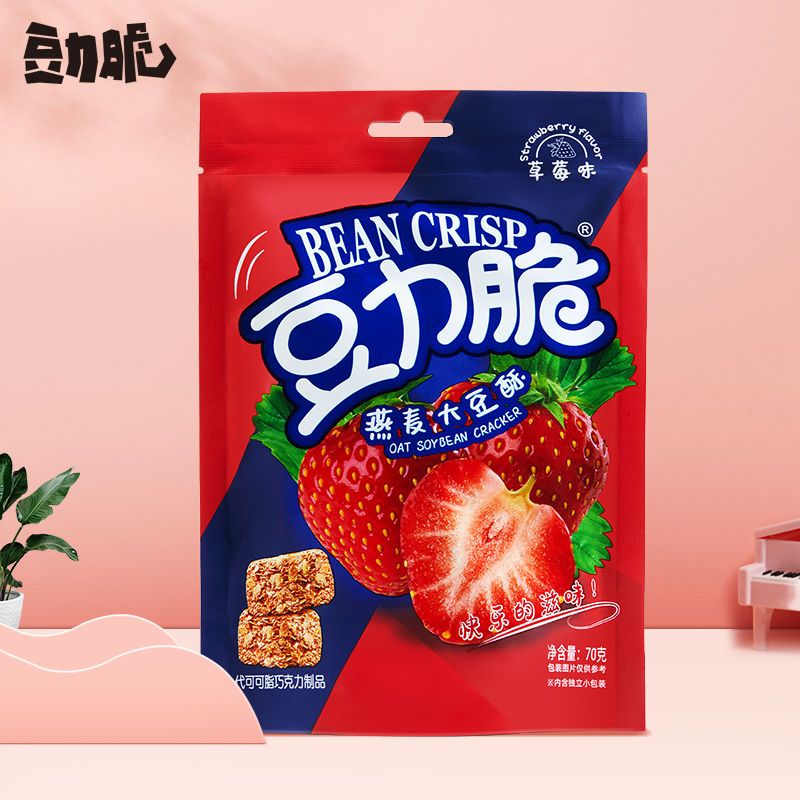 37706-豆力脆燕麦雪花酥70g*6包抹茶草莓巧克力味网红零食小吃糕点-详情图