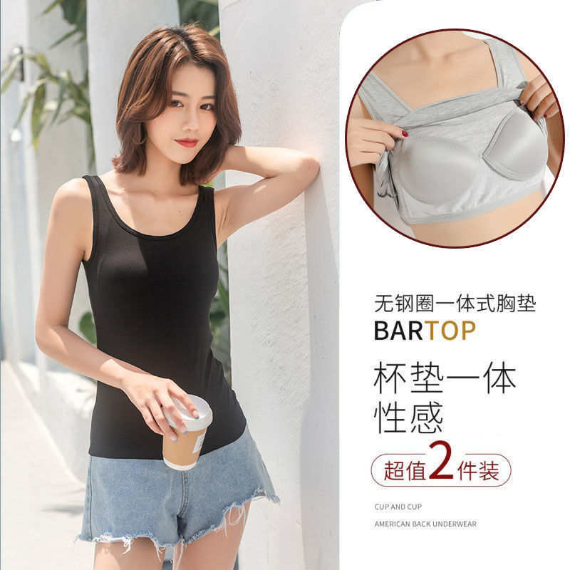 88748-带胸垫吊带背心女莫代尔免穿文胸一体式打底衫宽松大码内衣加肥夏-详情图