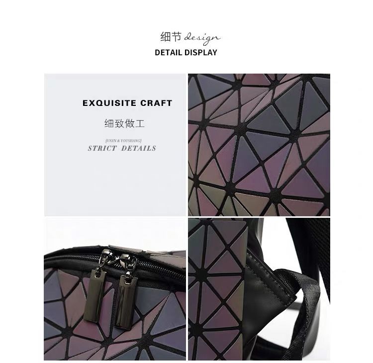 Geometric Rhombic Luminous Color-Changing Material Student Schoolbag Korean Version Male And Female Couple Backpack