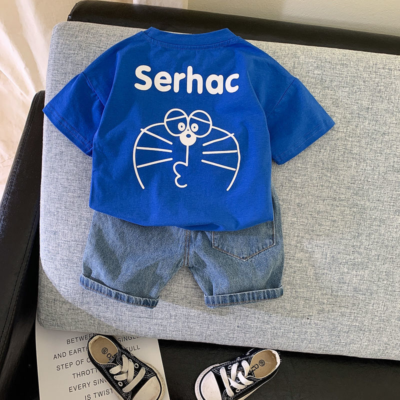 寶寶叮噹貓夏裝薄款套裝小童夏季兩件套帥氣衣服時尚小童裝1潮牌
