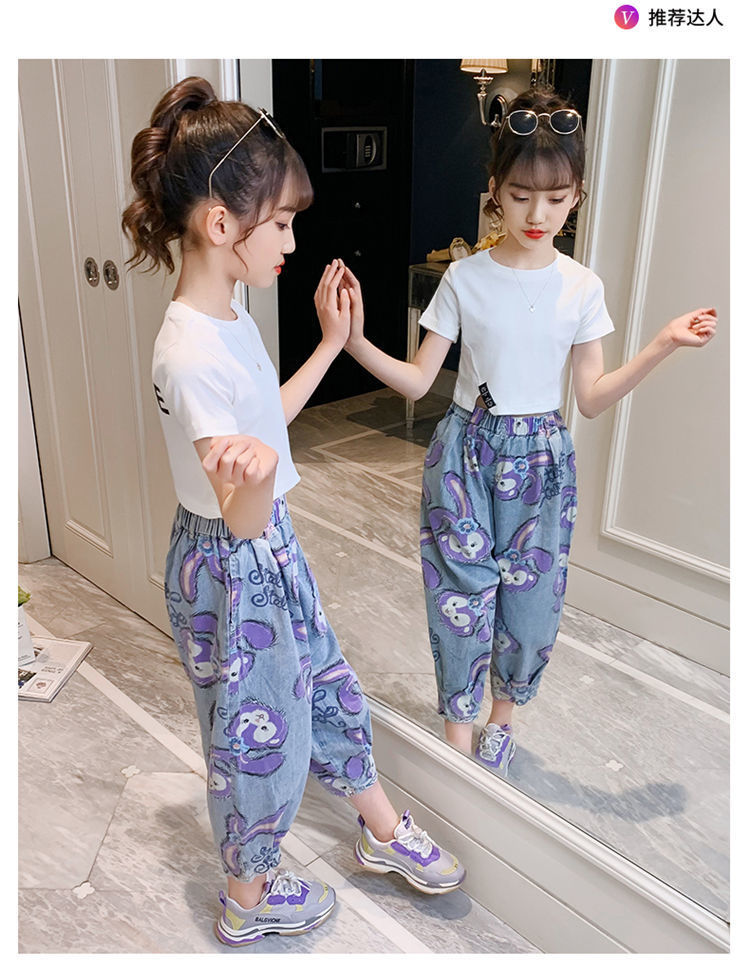Teenage Girls Clothing Sets Kids Summer 2pcs Sports Suits Short Sleeve  T-shirts + Loose Pants Big Girls Clothes Outfits 4 5 6 8 10 12 Years