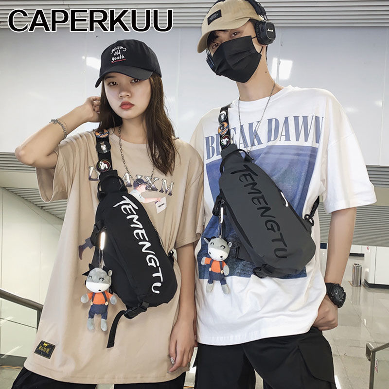 CAPERKUU国潮胸包男运动学生单肩小背包女夏季时尚2021新款斜挎包