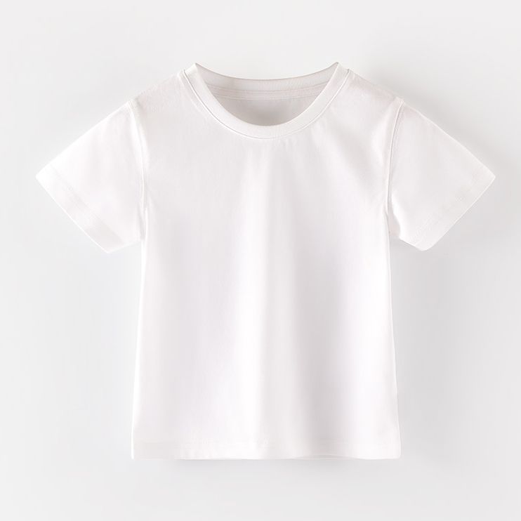 纯棉儿童短袖t恤男女童打底衫白色宝宝夏季薄款半袖中大童上衣服