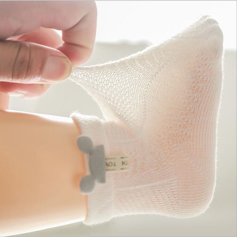 婴儿袜子夏季薄款网眼袜精梳棉质宝宝透气袜新生儿童男童女童短袜