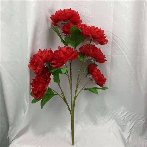 仿真牡丹花大朵假花干花房间装饰品高档花束假牡丹红色假花摆件