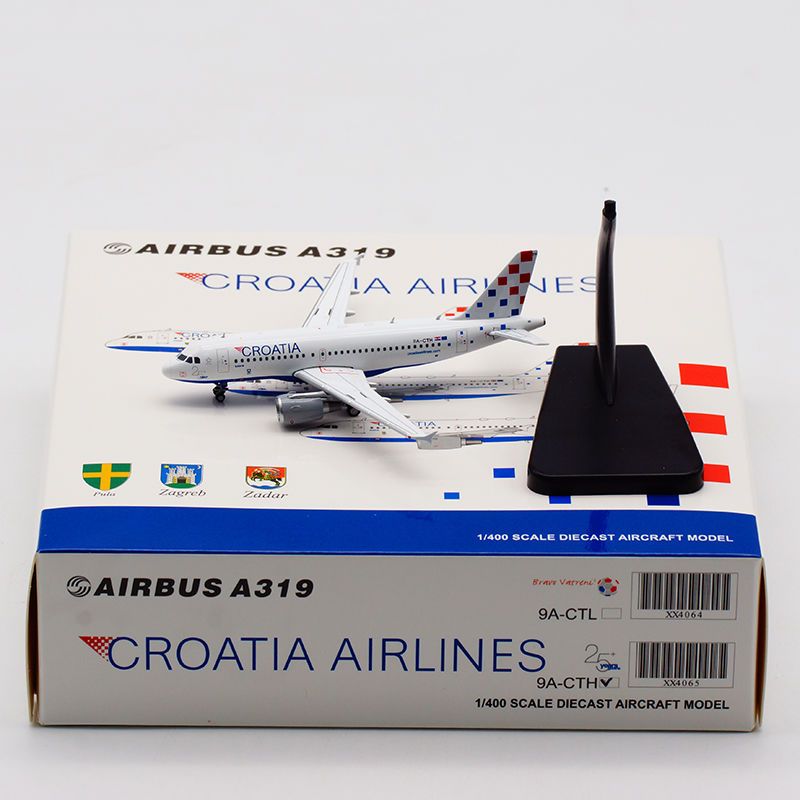 现货:1:400 克罗地亚航空 a319 9a-cth 客机模型 xx4065 合金材质