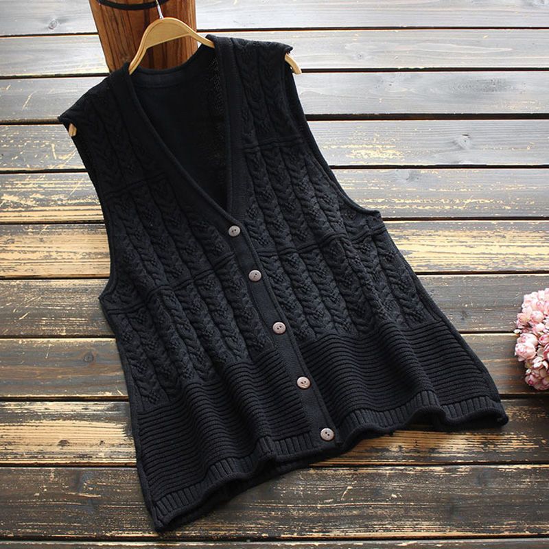 The new A word large size knitted vest all-match outerwear cardigan foreign style trendy loose vest retro thin vest female