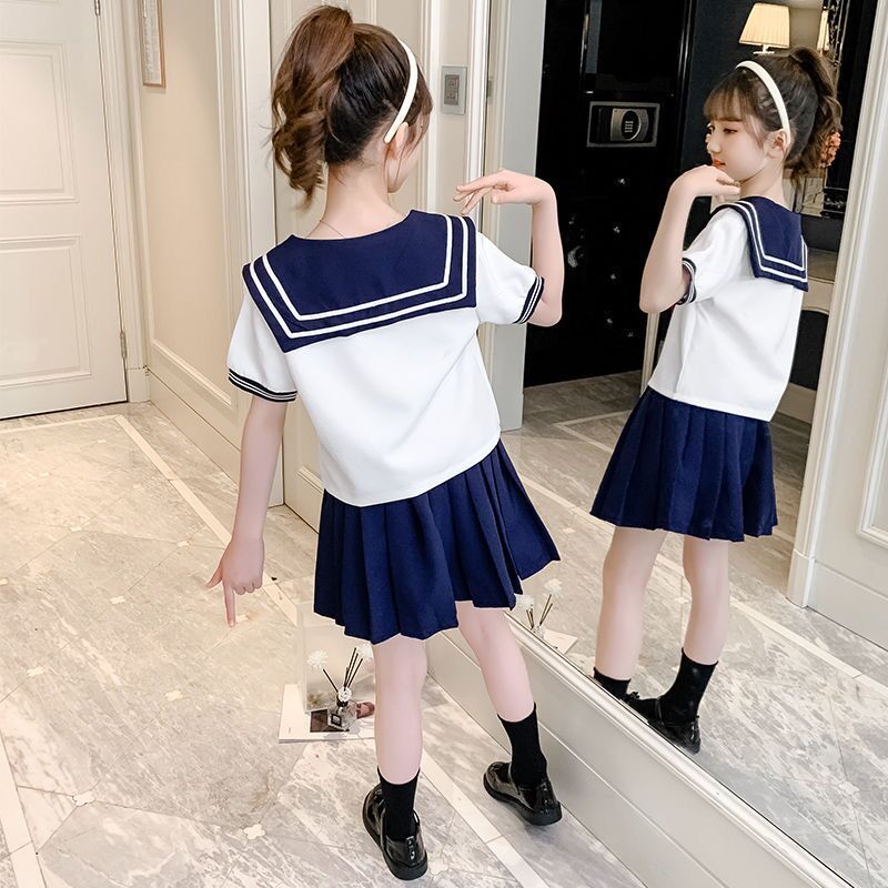 女童套装夏装新款儿童jk水手制服裙中小学生学院风两件套