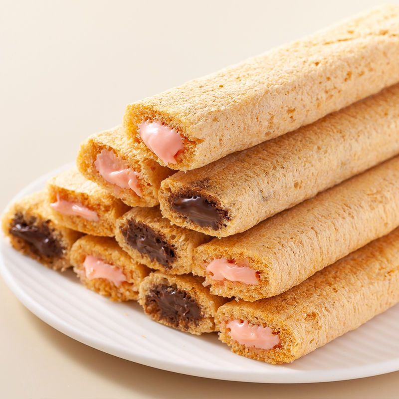 37705-【买一送一】台湾米饼草莓巧克力味夹心糙米果膨化休闲零食网红-详情图