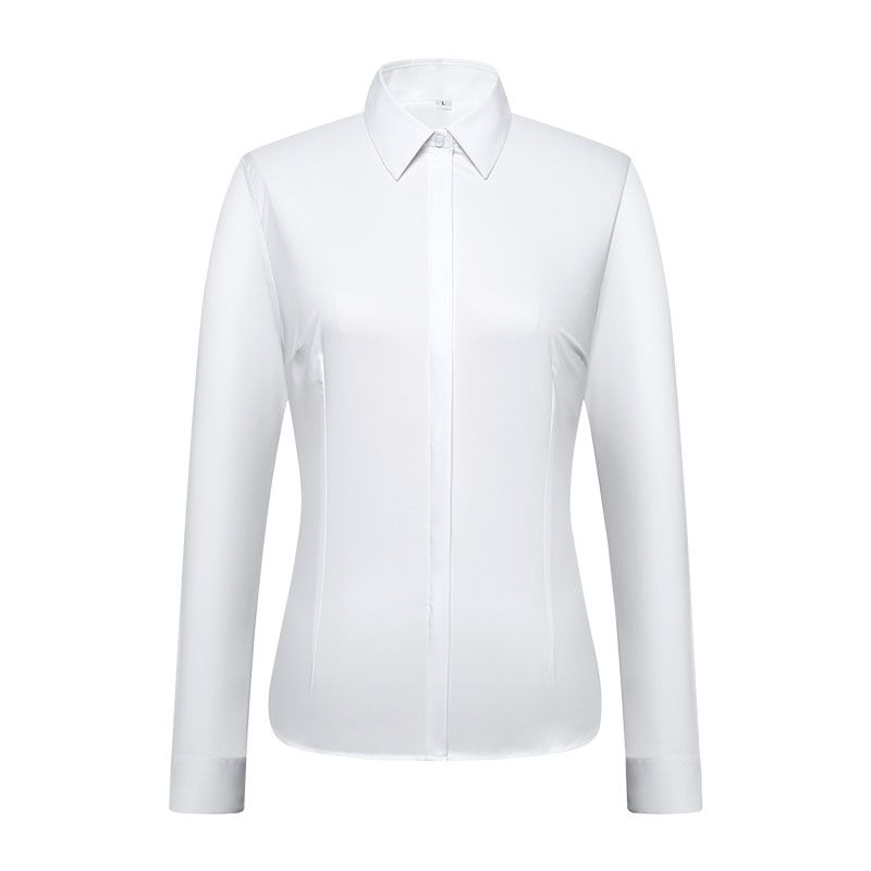 白色长袖衬衫女职业2023春秋新款V领通勤正装西装工作服短袖衬衣
