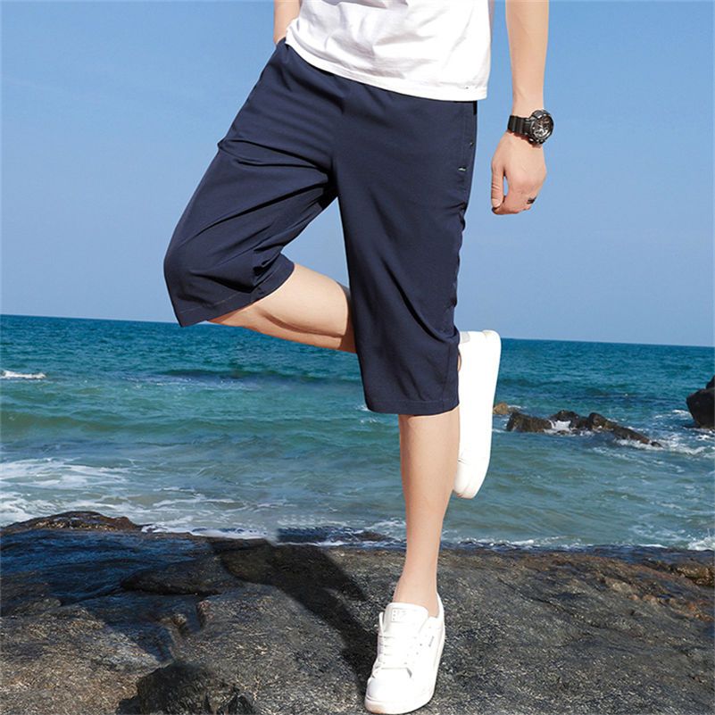 Men's shorts wear  breeches men's new summer cropped shorts large ice silk quick drying sports pants