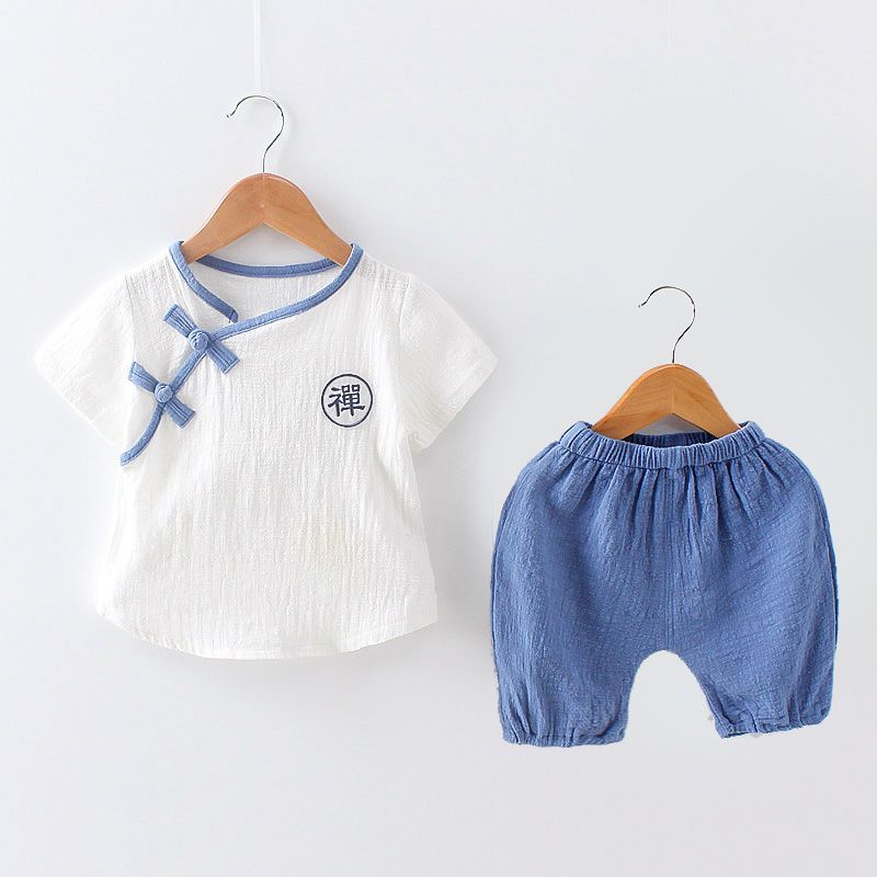 男童夏裝棉麻短袖套裝1-4歲3嬰兒童裝寶寶帥氣夏天衣服兒童漢服