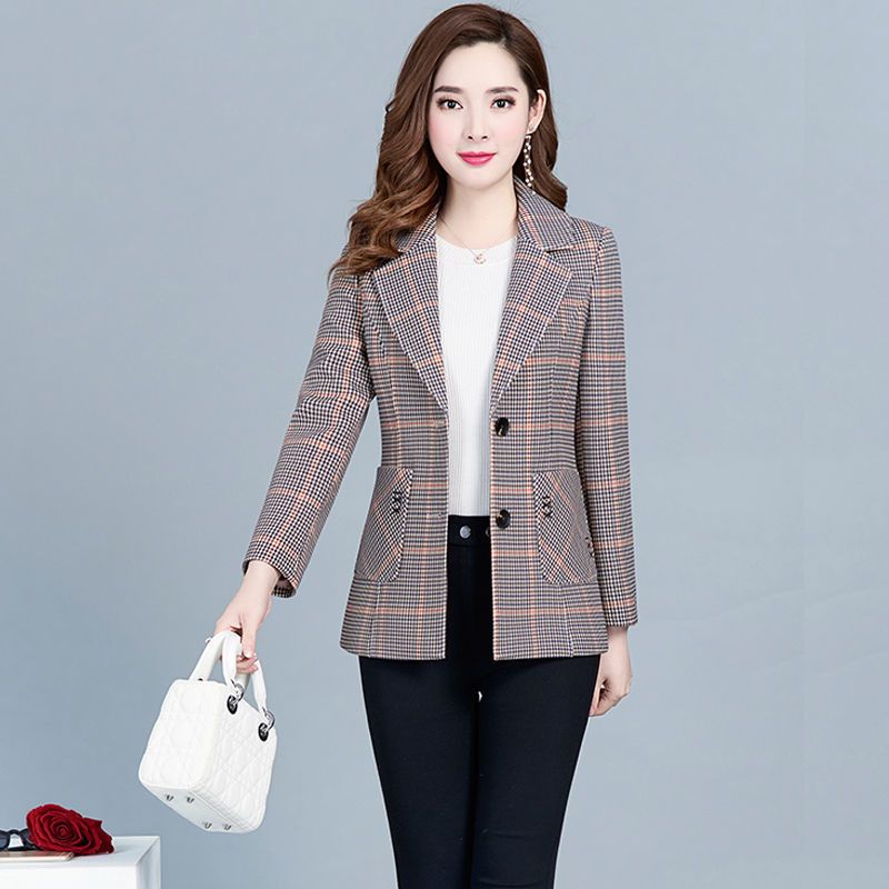 Spring and autumn small suit jacket 2022 new trendy long-sleeved all-match top clothes for middle-aged and elderly mothers plus size women's clothing
