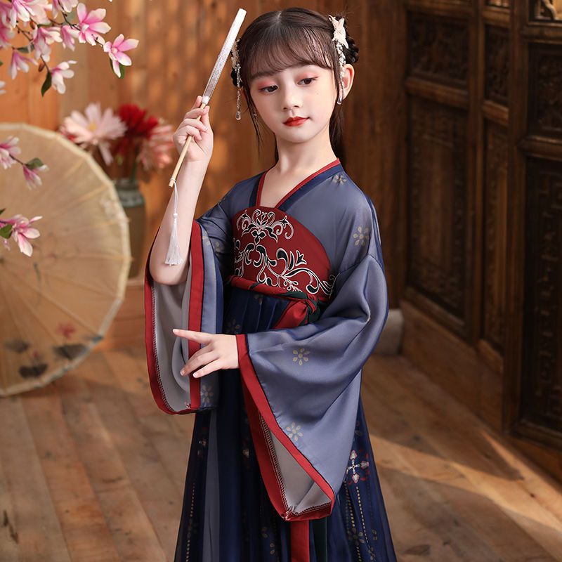 75640-儿童汉服女童春秋古装超仙中国风连衣裙学生古筝演出服樱花公主女-详情图
