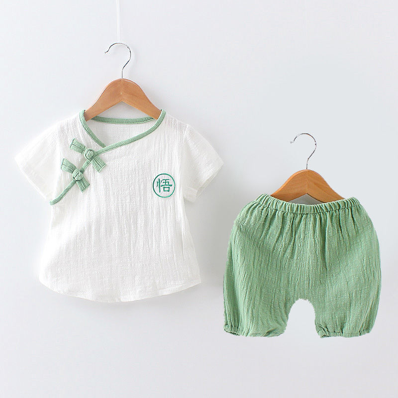 男童夏装棉麻短袖套装1-4岁3婴儿童装宝宝帅气夏天衣服儿童汉服