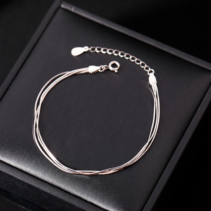 925 sterling silver snake bone bracelet for women summer ins niche design multi-layer hand jewelry  new girls simple jewelry