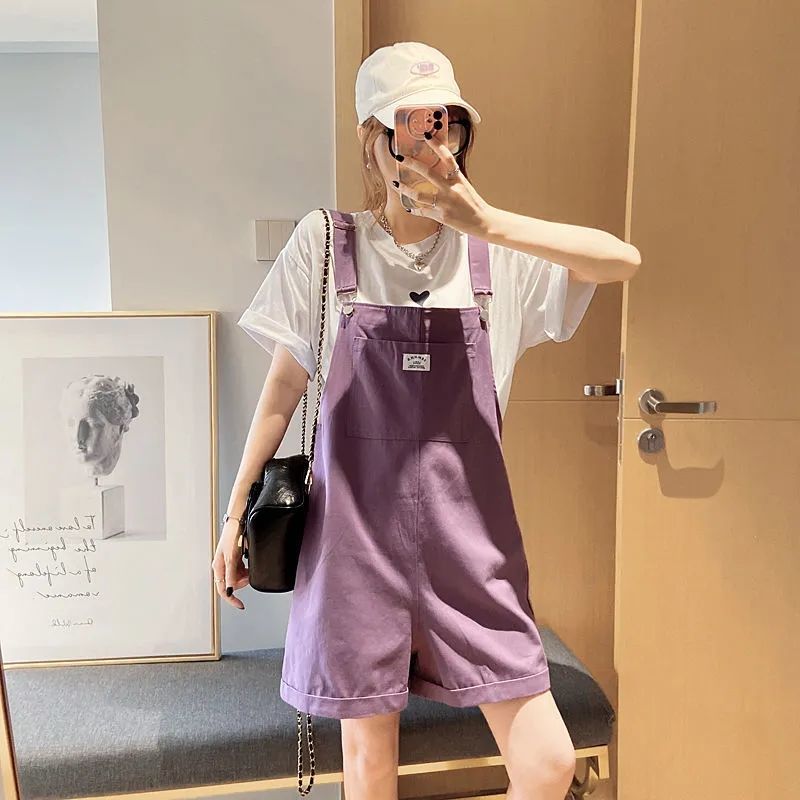 2022 new Korean style chic for today~ full of vitality girl! Super A rose red tooling casual overalls shorts