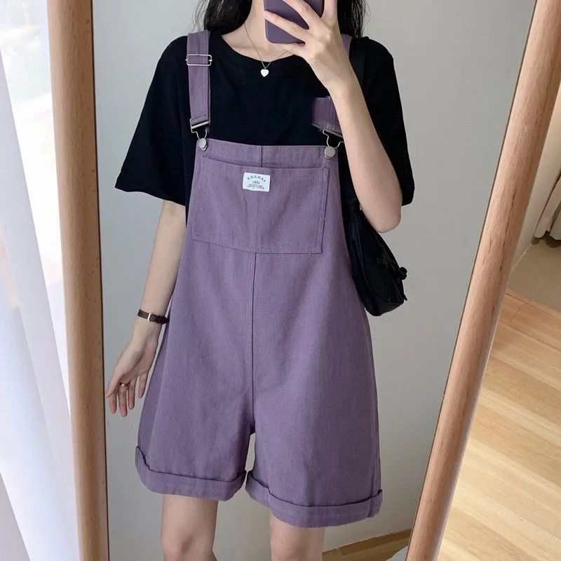 2022 new Korean style chic for today~ full of vitality girl! Super A rose red tooling casual overalls shorts