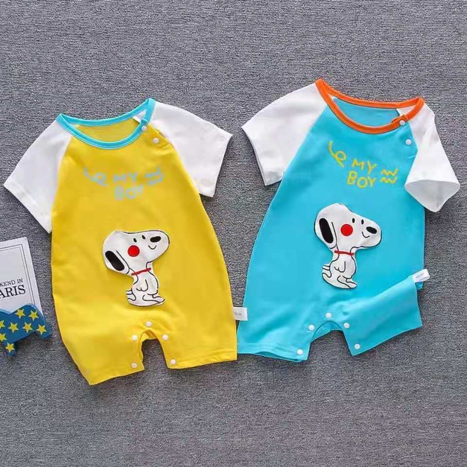 婴儿服连体衣纯棉夏季男周岁满月小宝宝哈衣幼儿薄款休闲半袖夏装