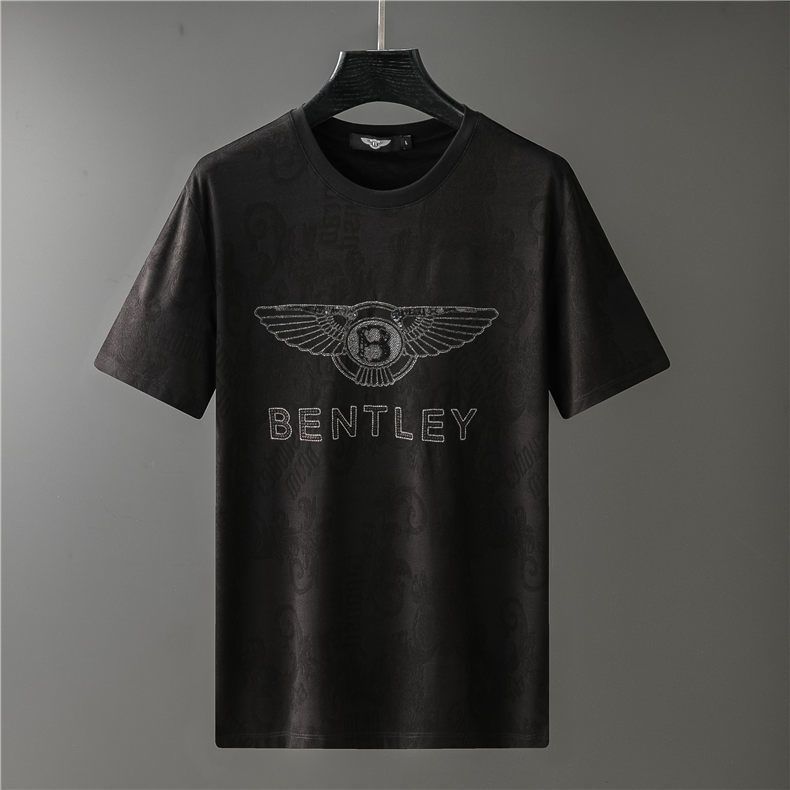 bentley/宾利男装2021年新款夏季简约潮牌烫钻短袖圆领-休闲男t恤【2