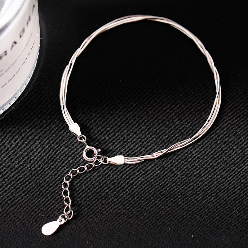 925 sterling silver snake bone bracelet for women summer ins niche design multi-layer hand jewelry  new girls simple jewelry