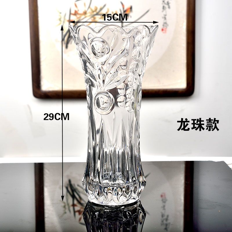 加厚玻璃花瓶客厅插花摆件水培富贵竹百合花片欧式特大号透明花瓶 虎窝拼