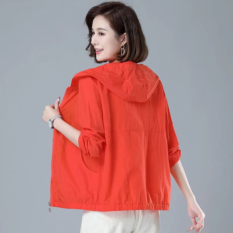 Sun protection clothing for middle-aged mothers,  new summer Korean style loose casual long-sleeved hooded sun protection clothing