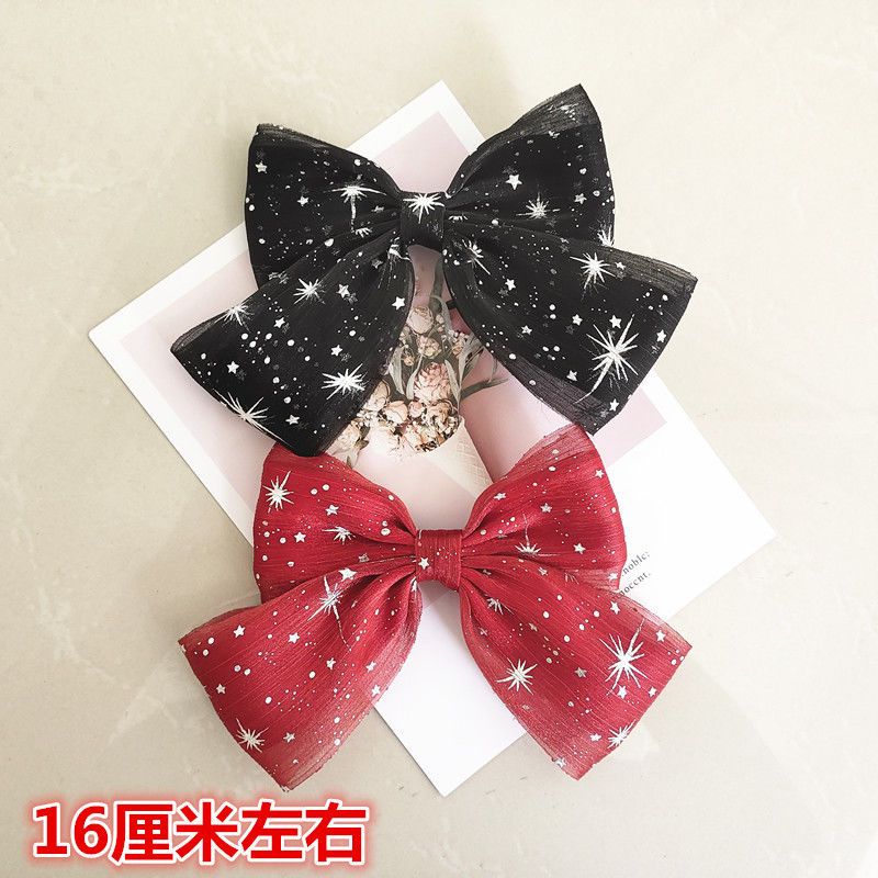网红大蝴蝶结发夹 超大顶夹流星褶皱纱发卡女韩版发饰夏季新款