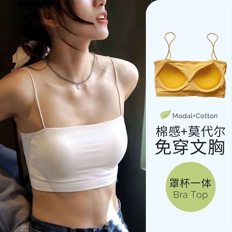 Ou Shibo beautiful back underwear Internet celebrity hot style wrapped chest gathers women's anti-sagging camisole Korean version tube top for female students