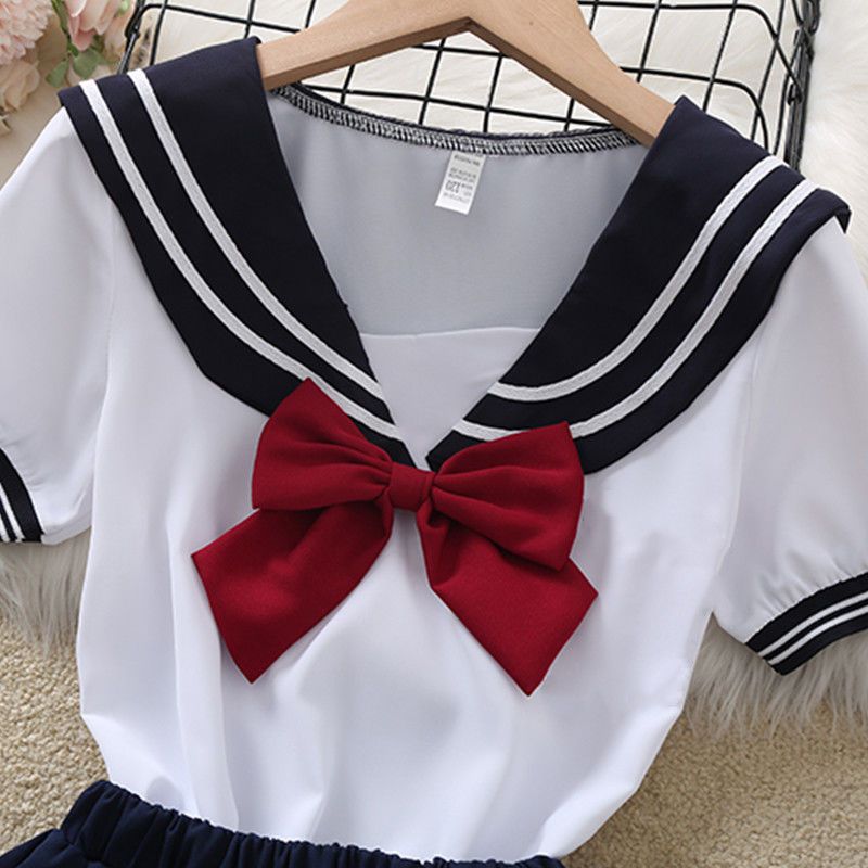 儿童jk裙子套装夏季日系海军风套装裙女童夏装两件套表演服班服