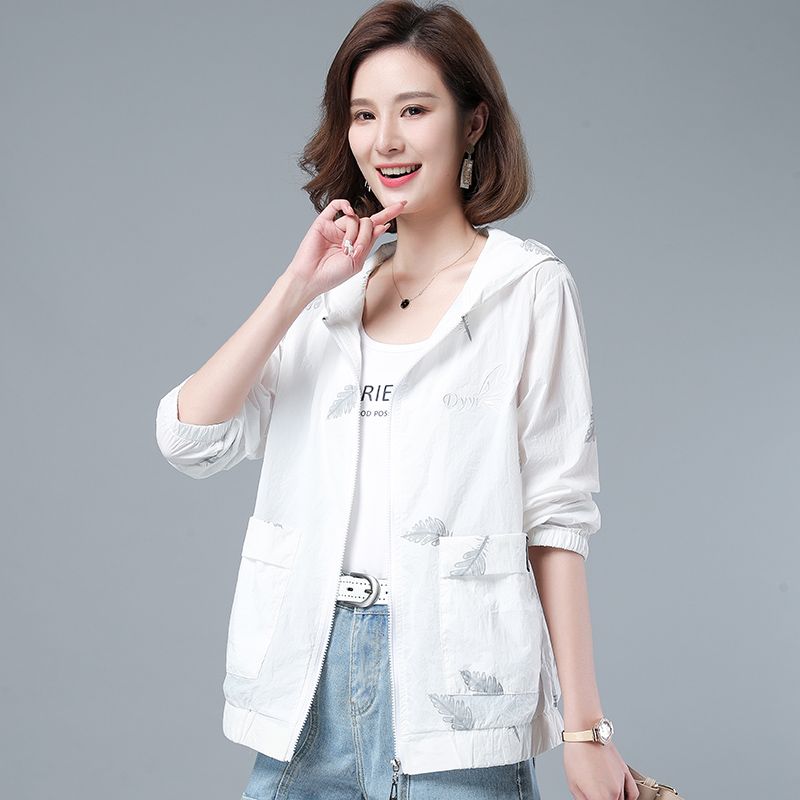 Sunscreen clothes women's  summer new thin coat middle-aged mother's loose large hooded long sleeve foreign style sunscreen clothes