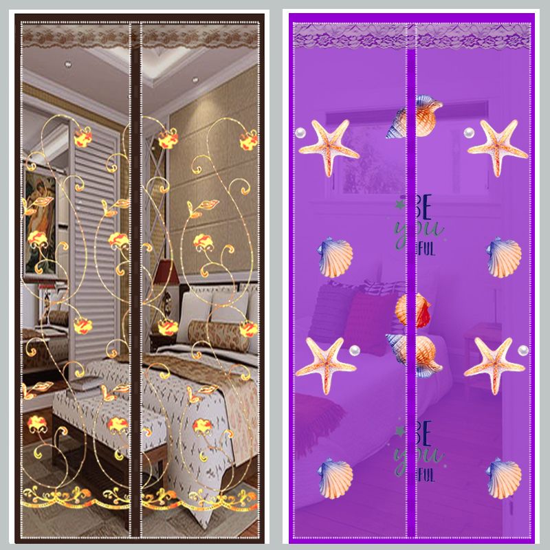 魔术贴防蚊门帘子静音加密免打孔防蝇纱门自粘贴纱窗帘卧室隔断帘