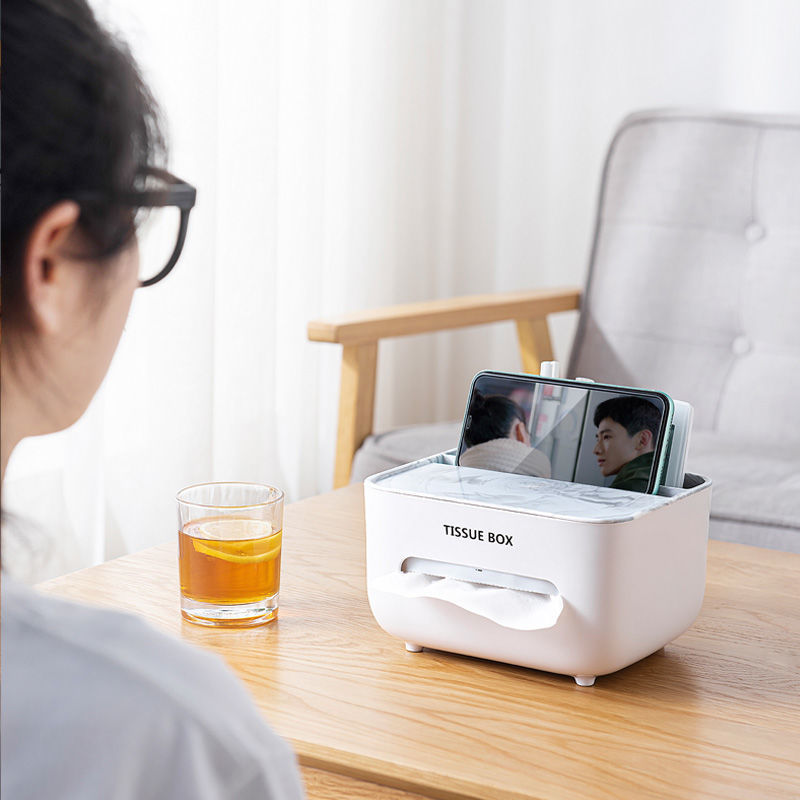 88731-桌面收纳盒抽纸盒轻奢ins家用客厅茶几创意纸巾盒多功能杂物整理-详情图