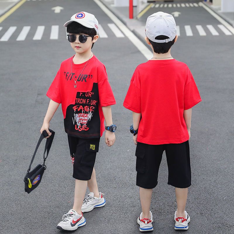 童装男童夏装短袖套装2023新款潮洋气中大儿童两件套男孩韩版运动