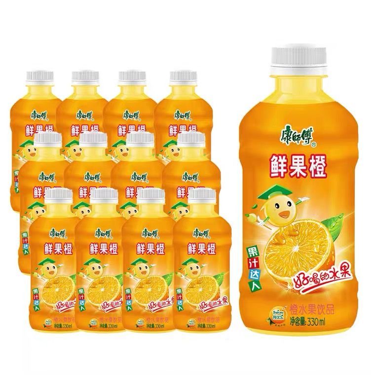 康师傅鲜果橙饮料330ml*12瓶迷你小瓶橙汁果味饮品果汁整箱新日期