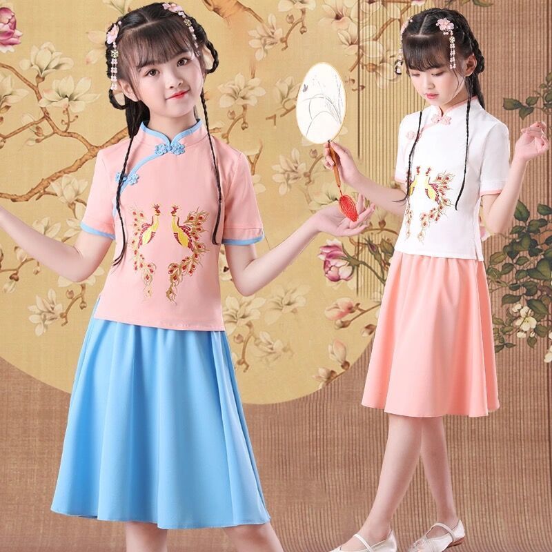女童汉服套装夏季儿童汉服中国风中小童女孩古装襦裙2件套