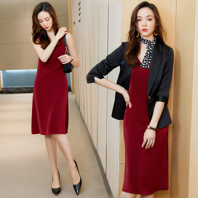 White small suit coat women's middle sleeve Three Quarter Sleeve foreign dress suit summer net red fried Street thin suit