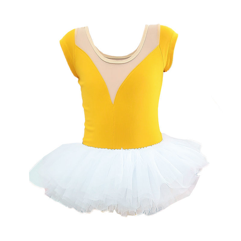 Dance clothing children's female figure Children's Day performance clothing practice clothing new yellow cotton children's dance clothing