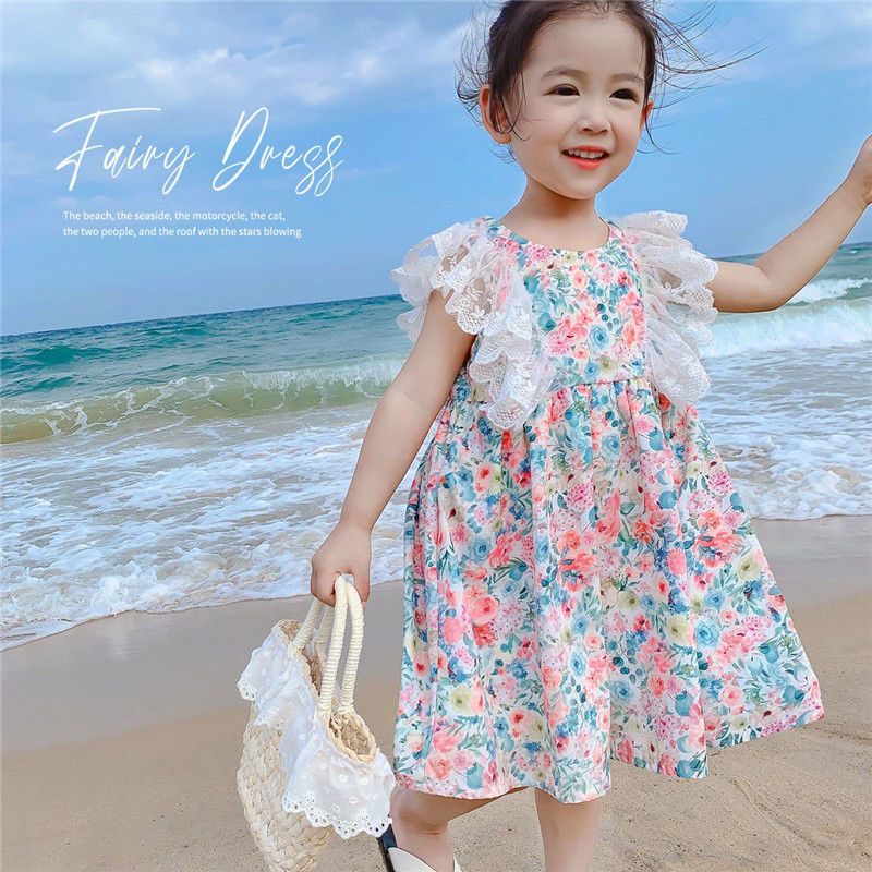 女童連衣裙夏裝2023新款兒童純棉碎花裙童裝公主寶寶裙子小童夏款