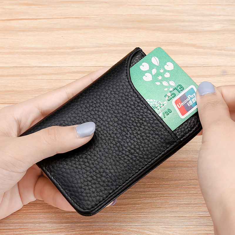 Really soft leather card bag men's anti-degaussing ultra-thin compact driver's license card bag multi-card slot credit bank ID card holder