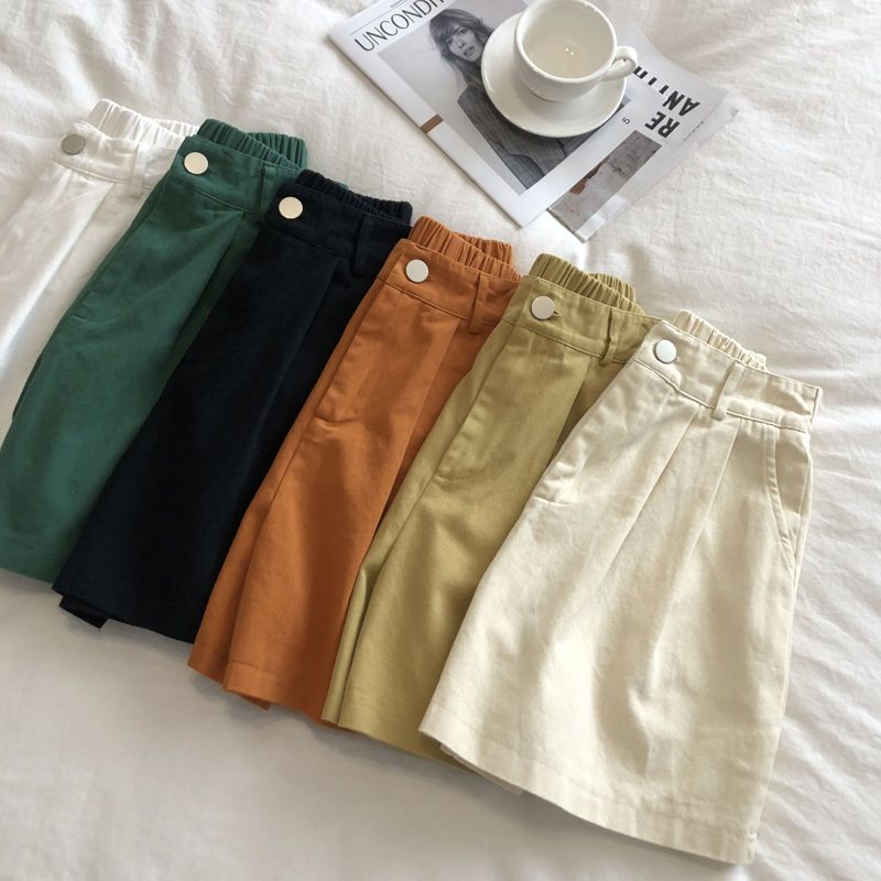 Thin outer wear wide leg shorts summer Korean version  new high waist thin white work casual pants women ins