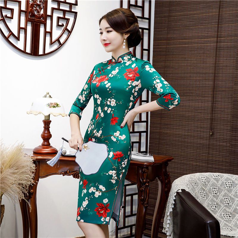 旗袍2021新款高档性感显瘦军阀太太中国风妈妈装年轻款连衣复古